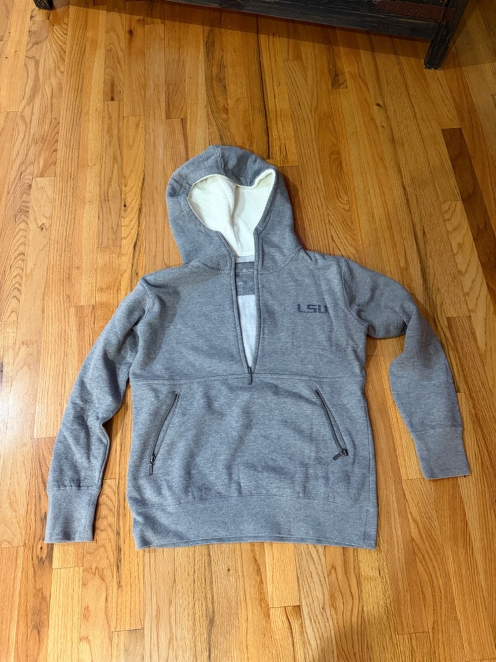 LSU Gray Half-Zip Hooded Pullover